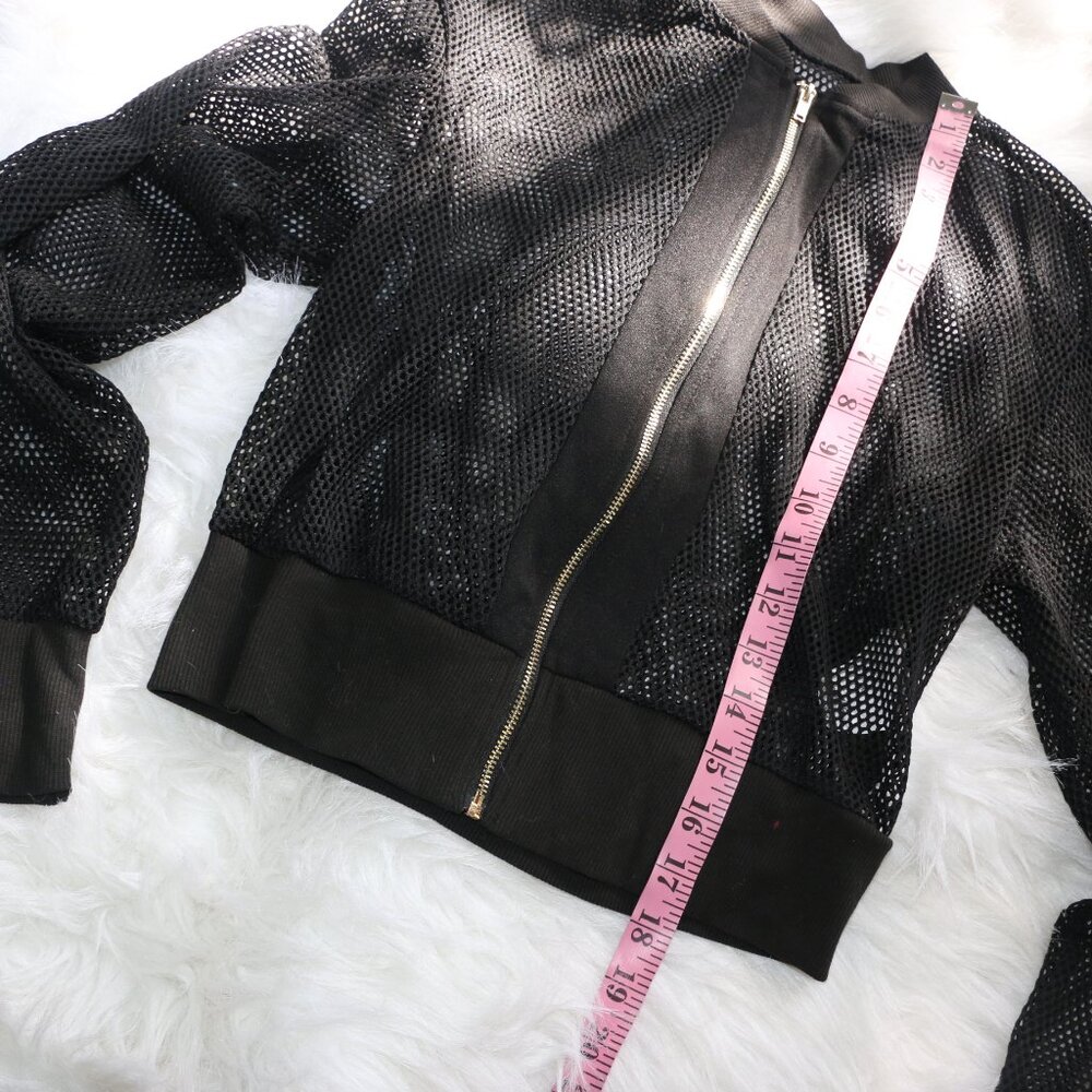 SHEIN Essence Zip-Up Mesh Bomber Jacket – Black 🖤 - Picture 5 of 6